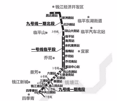 杭州地铁9号线一期10月左右开工 临平的居民去钱江新城将更方便