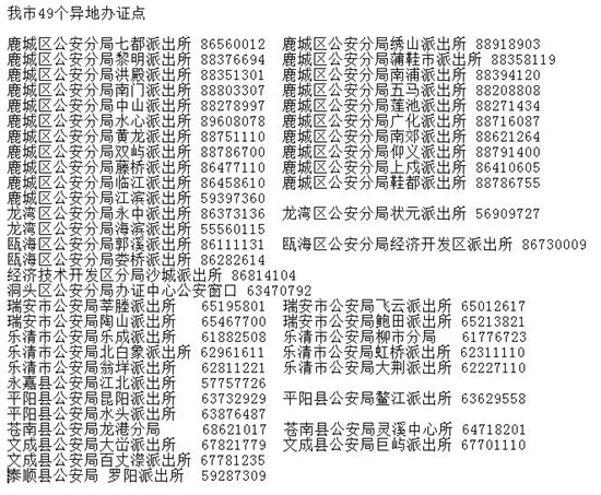 温州异地办身份证点增至49个 11个省市居民均可受理[组图]