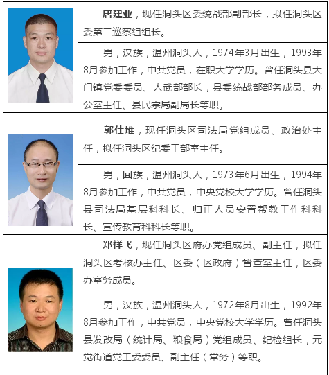 洞头拟任公示图片